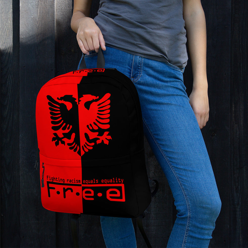 Red and black Albanian backpack