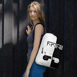 F.R.E.E white and black backpack