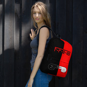 F.R.E.E red and black backpack