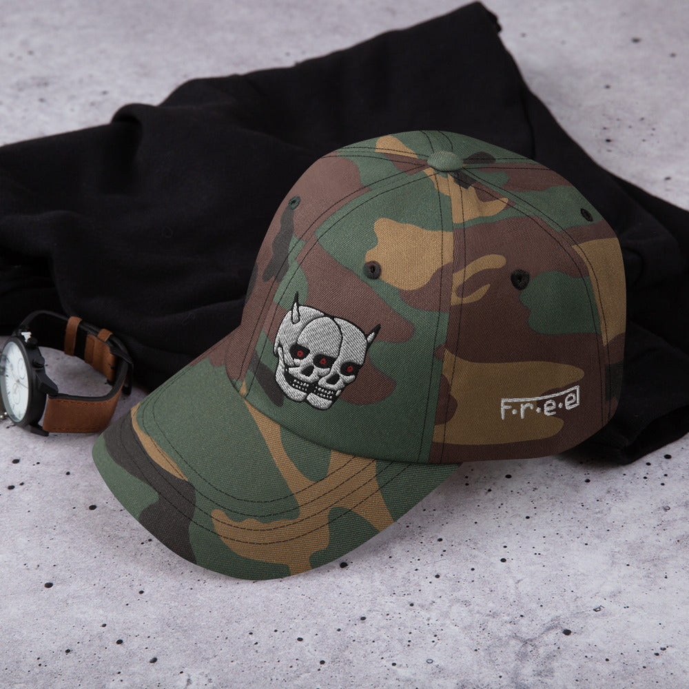 F.r.e.e twin skull dad hat