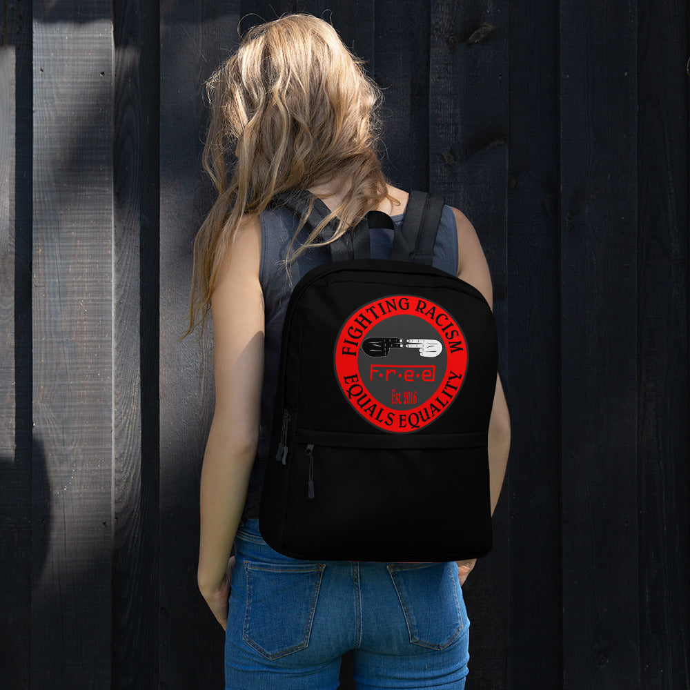 F.R.E.E Black fighting racism equals equality backpack