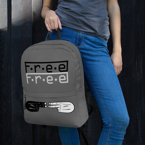 F.R.E.E double black and white free on grey backpack