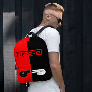 F.R.E.E red and black backpack