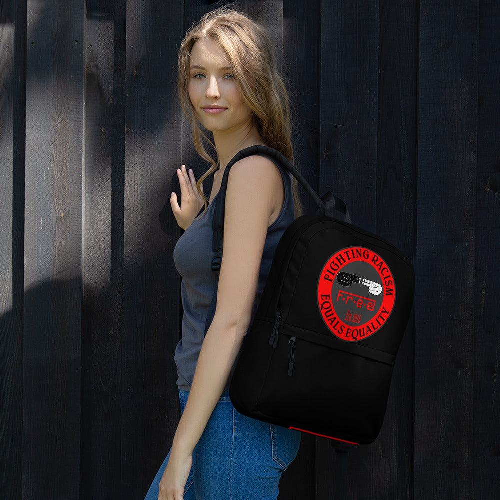 F.R.E.E Black fighting racism equals equality backpack