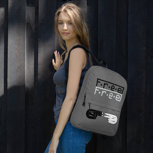 F.R.E.E double black and white free on grey backpack