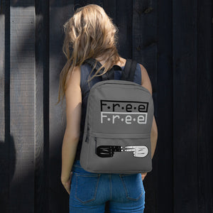 F.R.E.E double black and white free on grey backpack