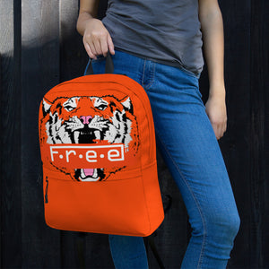 F.R.E.E orange tiger and get to it backpack