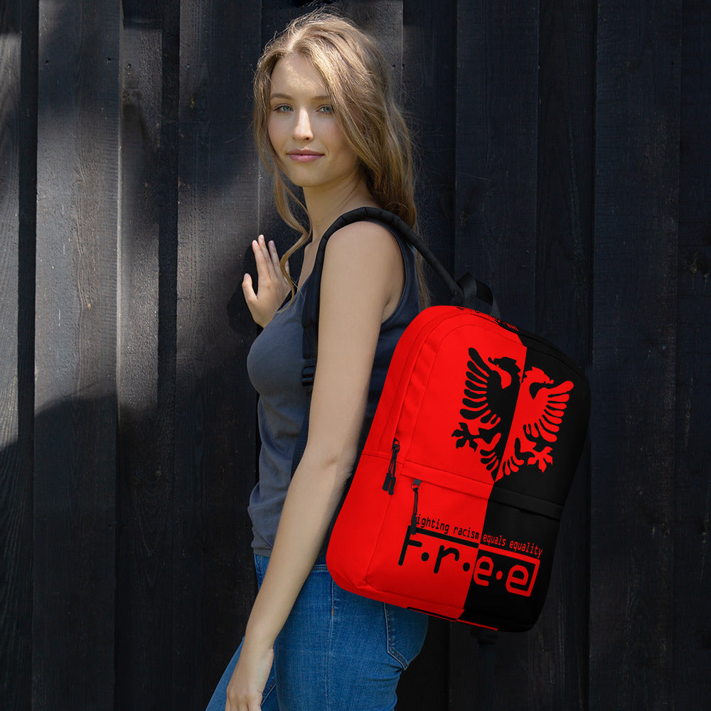 Red and black Albanian backpack