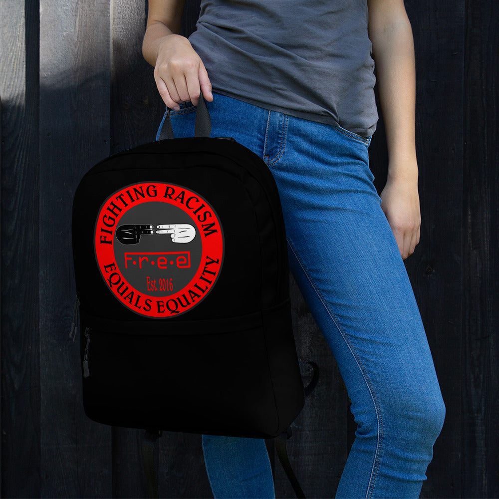 F.R.E.E Black fighting racism equals equality backpack