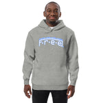 F.r.e.e white trimmed in blue Unisex fashion hoodie